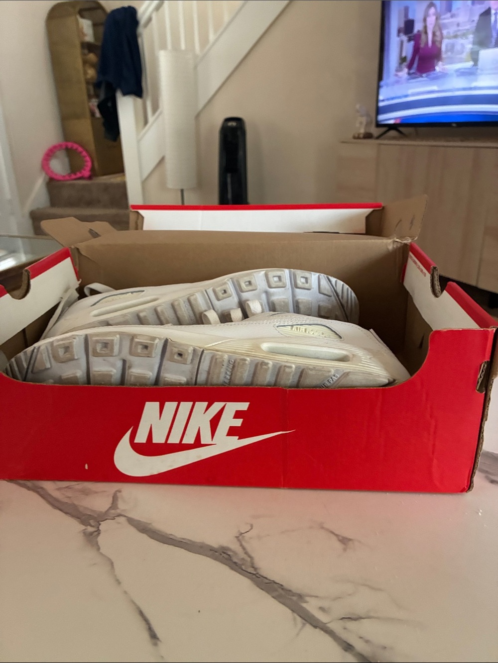 Nike Kids Cream/White Air Max Style Sneakers